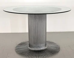 Pamono Italian Pedestal Dining Table in Chrome and Glass, 1970s Outlet