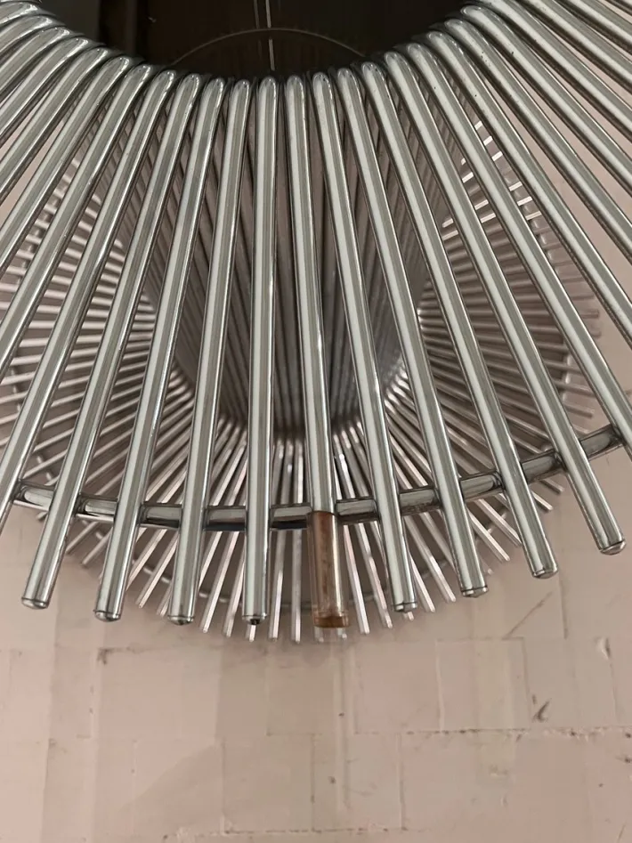 Pamono Italian Pedestal Dining Table in Chrome and Glass, 1970s Outlet