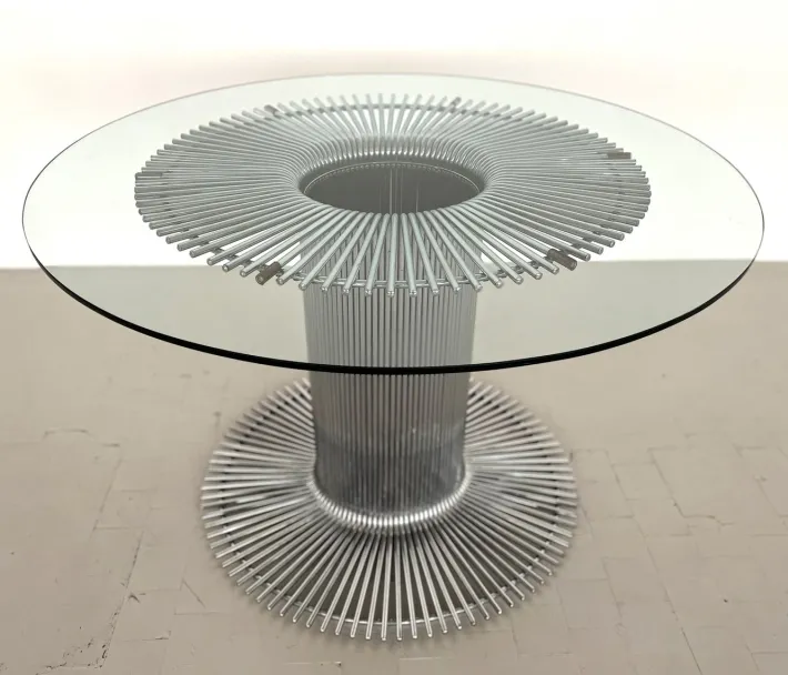 Pamono Italian Pedestal Dining Table in Chrome and Glass, 1970s Outlet