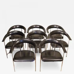 Pamono Italian Phase P40 Armchairs by Giancarlo Vegni & Gianfranco Gualtierotti for Fasem, Set of 8