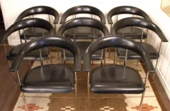 Pamono Italian Phase P40 Armchairs by Giancarlo Vegni & Gianfranco Gualtierotti for Fasem, Set of 8