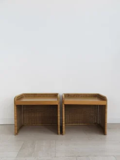 Pamono Italian Rattan Bedside Tables, 1950s, Set of 2 Best