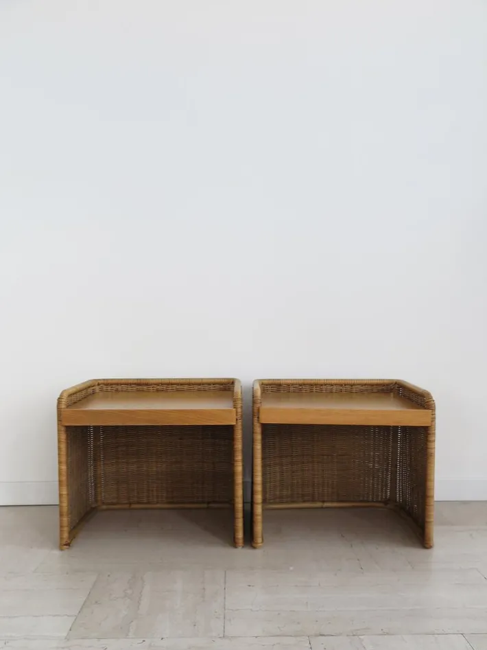 Pamono Italian Rattan Bedside Tables, 1950s, Set of 2 Best