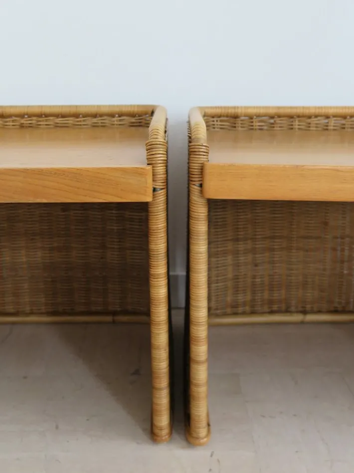 Pamono Italian Rattan Bedside Tables, 1950s, Set of 2 Best