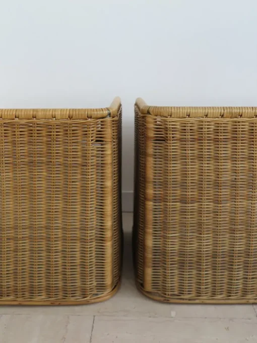 Pamono Italian Rattan Bedside Tables, 1950s, Set of 2 Best