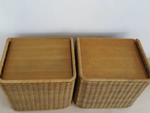 Pamono Italian Rattan Bedside Tables, 1950s, Set of 2 Best