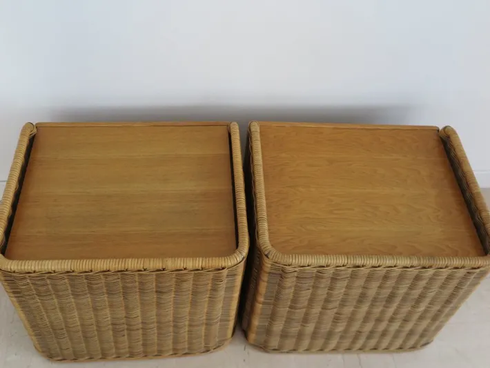 Pamono Italian Rattan Bedside Tables, 1950s, Set of 2 Best