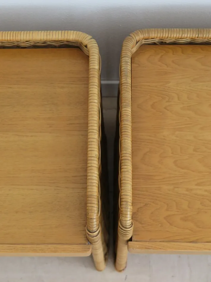 Pamono Italian Rattan Bedside Tables, 1950s, Set of 2 Best