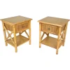 Pamono Italian Rattan Bedside Tables in Bamboo and Wood, 1980s Outlet