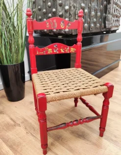 Pamono Italian Red Wood and Rope Rush Kids Children Chair with Disney Graphics Clearance