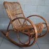 Pamono Italian Rocking Chair in Rattan and Curved Bamboo, 1960s New