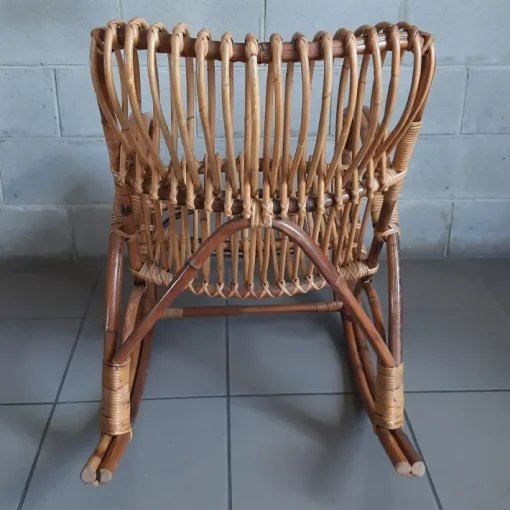 Pamono Italian Rocking Chair in Rattan and Curved Bamboo, 1960s New