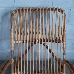 Pamono Italian Rocking Chair in Rattan and Curved Bamboo, 1960s New
