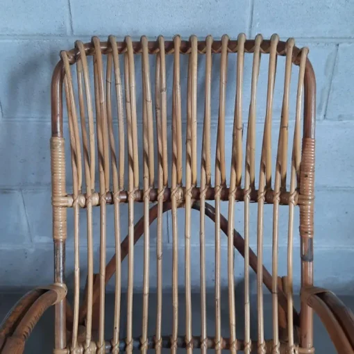 Pamono Italian Rocking Chair in Rattan and Curved Bamboo, 1960s New