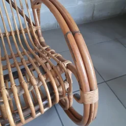 Pamono Italian Rocking Chair in Rattan and Curved Bamboo, 1960s New