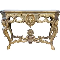 Pamono Italian Rococo Console with White Marble Top, 18th-19th Century Outlet