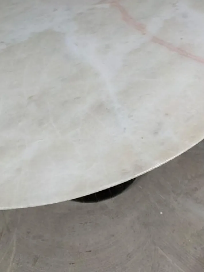 Pamono Italian Round Table with Onyx Top and Wooden Base, 1950s Best