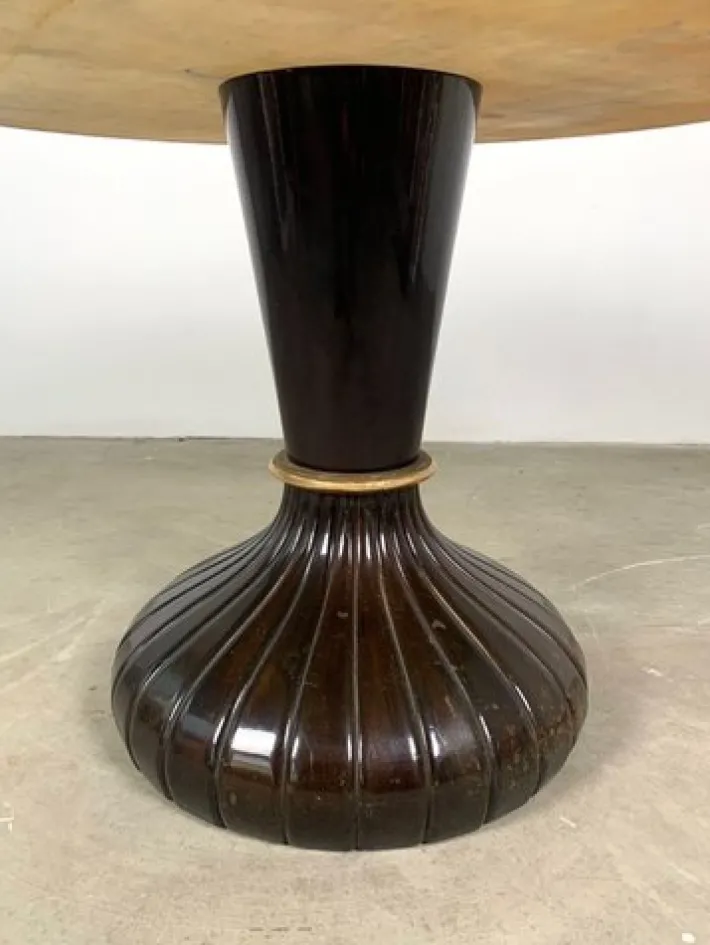 Pamono Italian Round Table with Onyx Top and Wooden Base, 1950s Best
