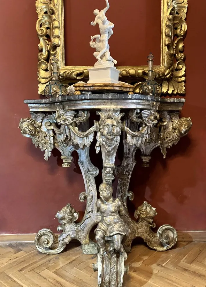 Pamono Italian Sculptural Silver Mecca Gilding Console Tables, Set of 2 New