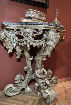 Pamono Italian Sculptural Silver Mecca Gilding Console Tables, Set of 2 New