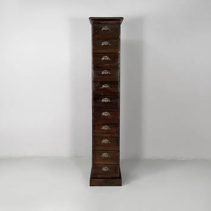 Pamono Italian Tall Chest of Drawers in Wood with Metal Handles, 1930s Clearance