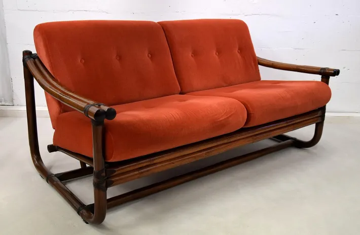 Pamono Italian Two-Seater Bamboo Lounge Sofa, 1960s Discount