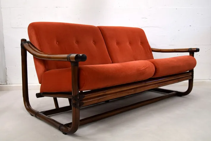Pamono Italian Two-Seater Bamboo Lounge Sofa, 1960s Discount