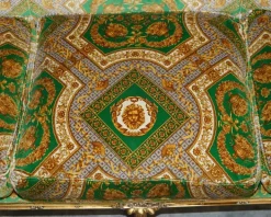 Pamono Italian Versace Silk Velvet Upholstered & Giltwood Sofa and Armchairs, Set of 3 Hot