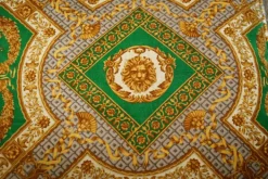 Pamono Italian Versace Silk Velvet Upholstered & Giltwood Sofa and Armchairs, Set of 3 Hot