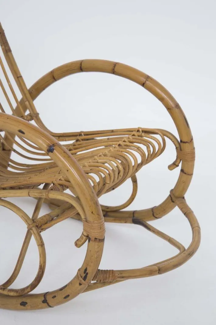 Pamono Italian Vintage Bamboo Rocking Chair 1950s