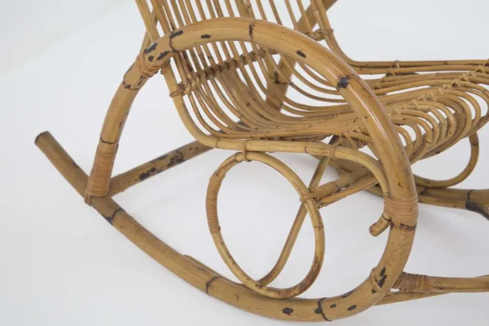 Pamono Italian Vintage Bamboo Rocking Chair 1950s