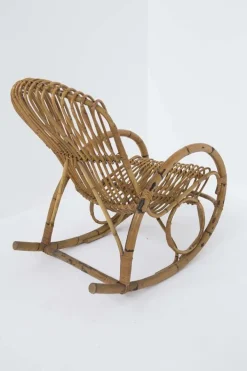 Pamono Italian Vintage Bamboo Rocking Chair 1950s