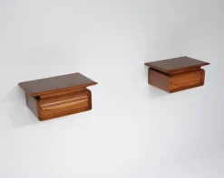 Pamono Italian Wall-Mounted Wooden Single-Drawer Nightstands, 1950s, Set of 2 Outlet