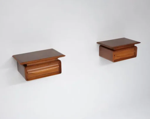 Pamono Italian Wall-Mounted Wooden Single-Drawer Nightstands, 1950s, Set of 2 Outlet