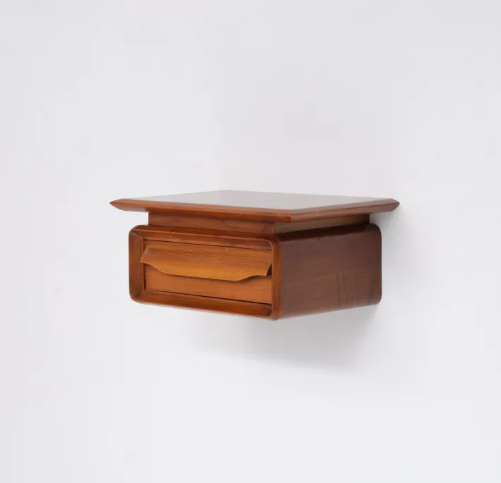 Pamono Italian Wall-Mounted Wooden Single-Drawer Nightstands, 1950s, Set of 2 Outlet