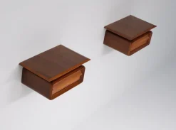Pamono Italian Wall-Mounted Wooden Single-Drawer Nightstands, 1950s, Set of 2 Outlet