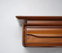 Pamono Italian Wall-Mounted Wooden Single-Drawer Nightstands, 1950s, Set of 2 Outlet