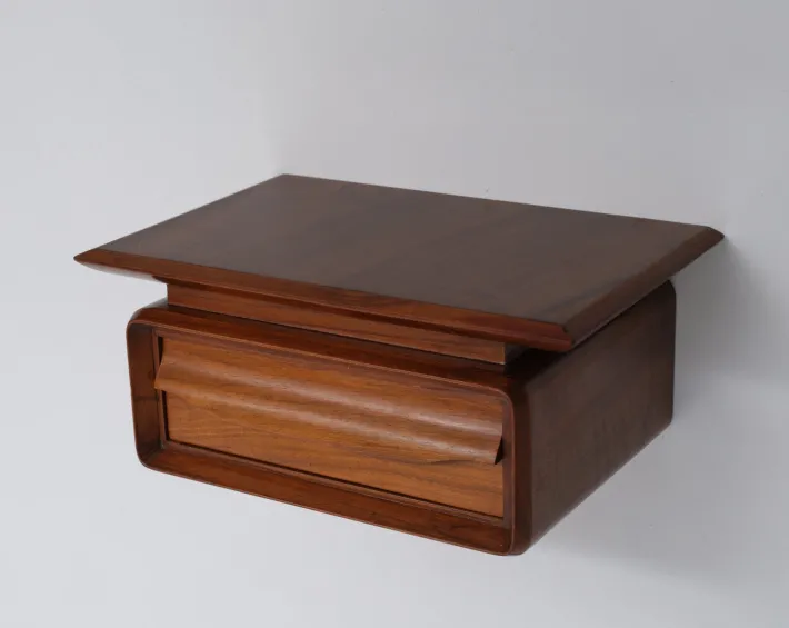 Pamono Italian Wall-Mounted Wooden Single-Drawer Nightstands, 1950s, Set of 2 Outlet