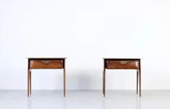 Pamono Italian Walnut and Carrara Marble Nightstands, 1960s, Set of 2 New