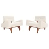 Pamono Italian Walnut Armchairs with White Bouclé Upholstery, 1980s, Set of 2 Sale