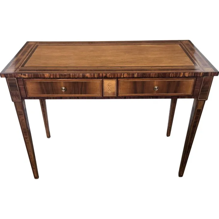 Pamono Italian Walnut Marquetry Desk, 1980s Hot