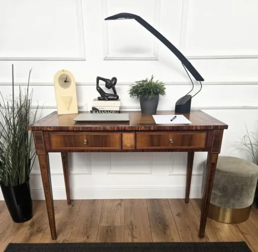 Pamono Italian Walnut Marquetry Desk, 1980s Hot