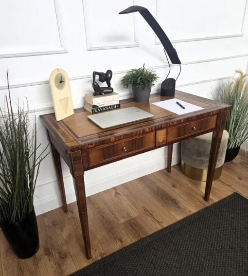 Pamono Italian Walnut Marquetry Desk, 1980s Hot