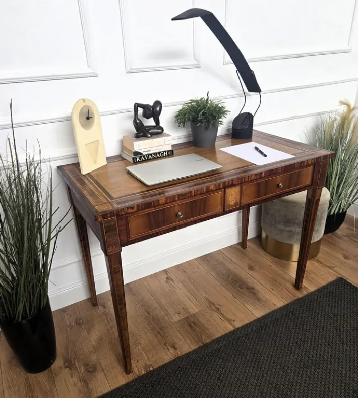 Pamono Italian Walnut Marquetry Desk, 1980s Hot