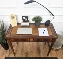 Pamono Italian Walnut Marquetry Desk, 1980s Hot
