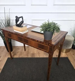Pamono Italian Walnut Marquetry Desk, 1980s Hot