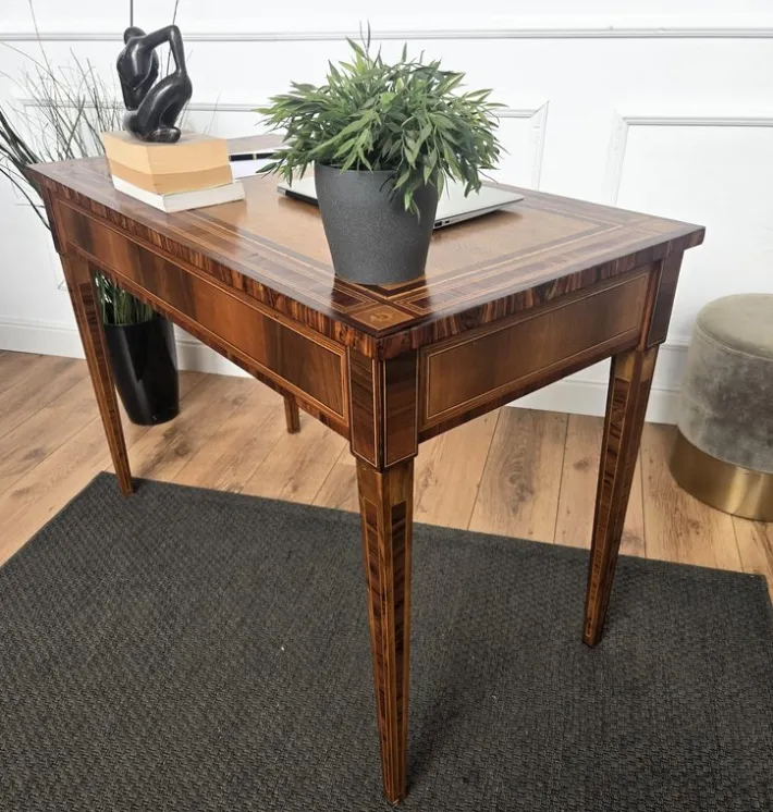Pamono Italian Walnut Marquetry Desk, 1980s Hot