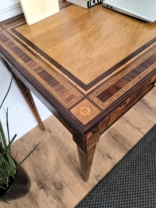 Pamono Italian Walnut Marquetry Desk, 1980s Hot