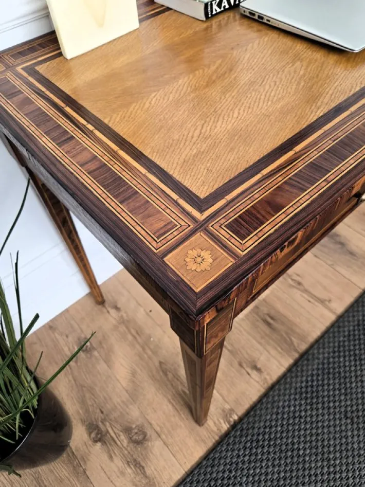 Pamono Italian Walnut Marquetry Desk, 1980s Hot