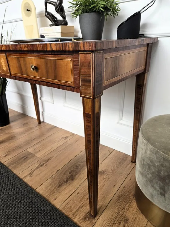 Pamono Italian Walnut Marquetry Desk, 1980s Hot